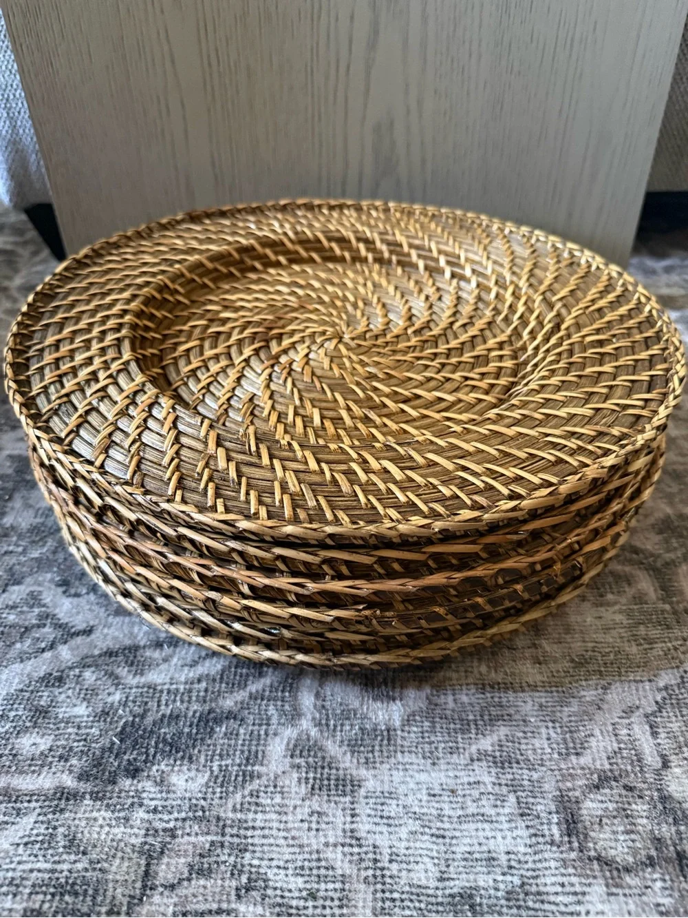 Woven Rattan Charger Plates-Six Total